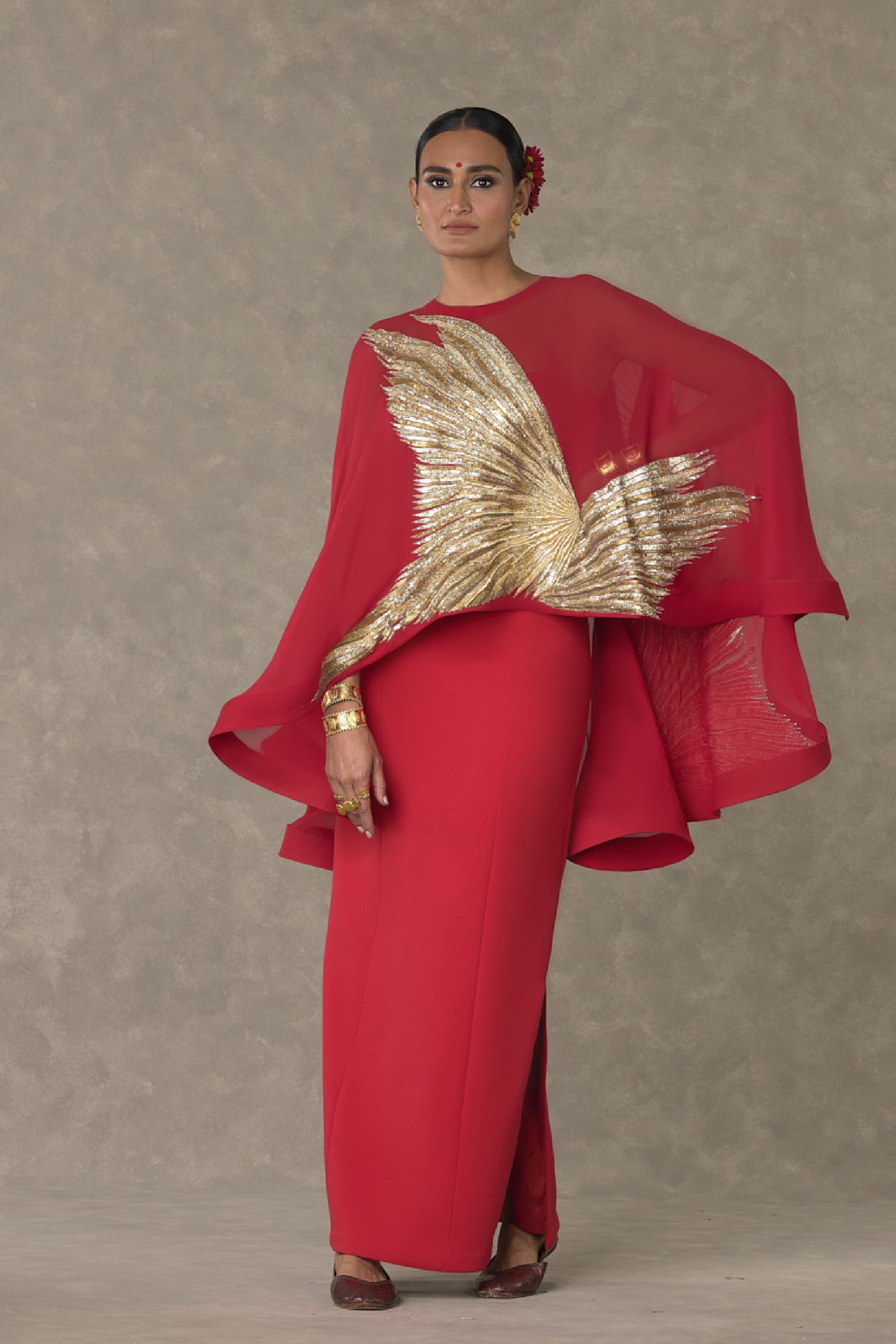 Masaba Red Son Chidiya Gown Set indian designer wear online shopping melange singapore