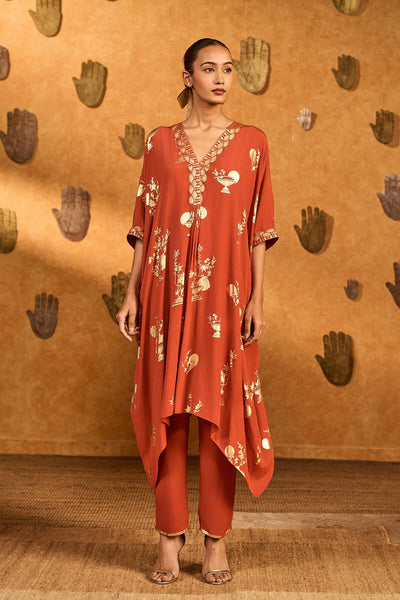 Masaba Rust Moon Garden Kurta Set indian designer wear online shopping melange singapore