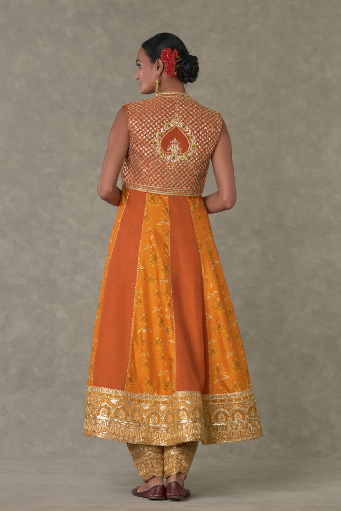 Masaba Rust Narangi Bagh Anarkali Set indian designer wear online shopping melange singapore