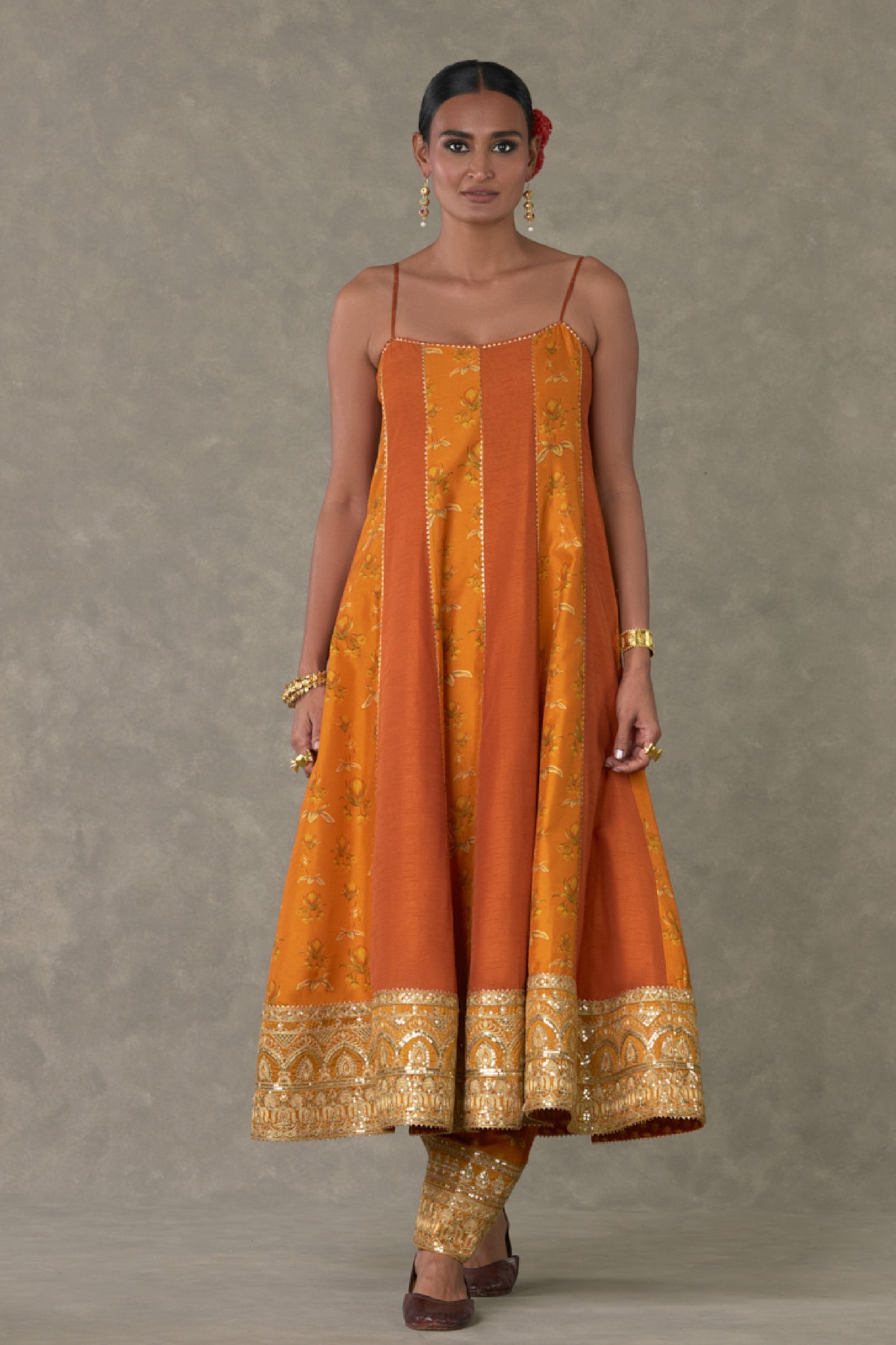 Masaba Rust Narangi Bagh Anarkali Set indian designer wear online shopping melange singapore