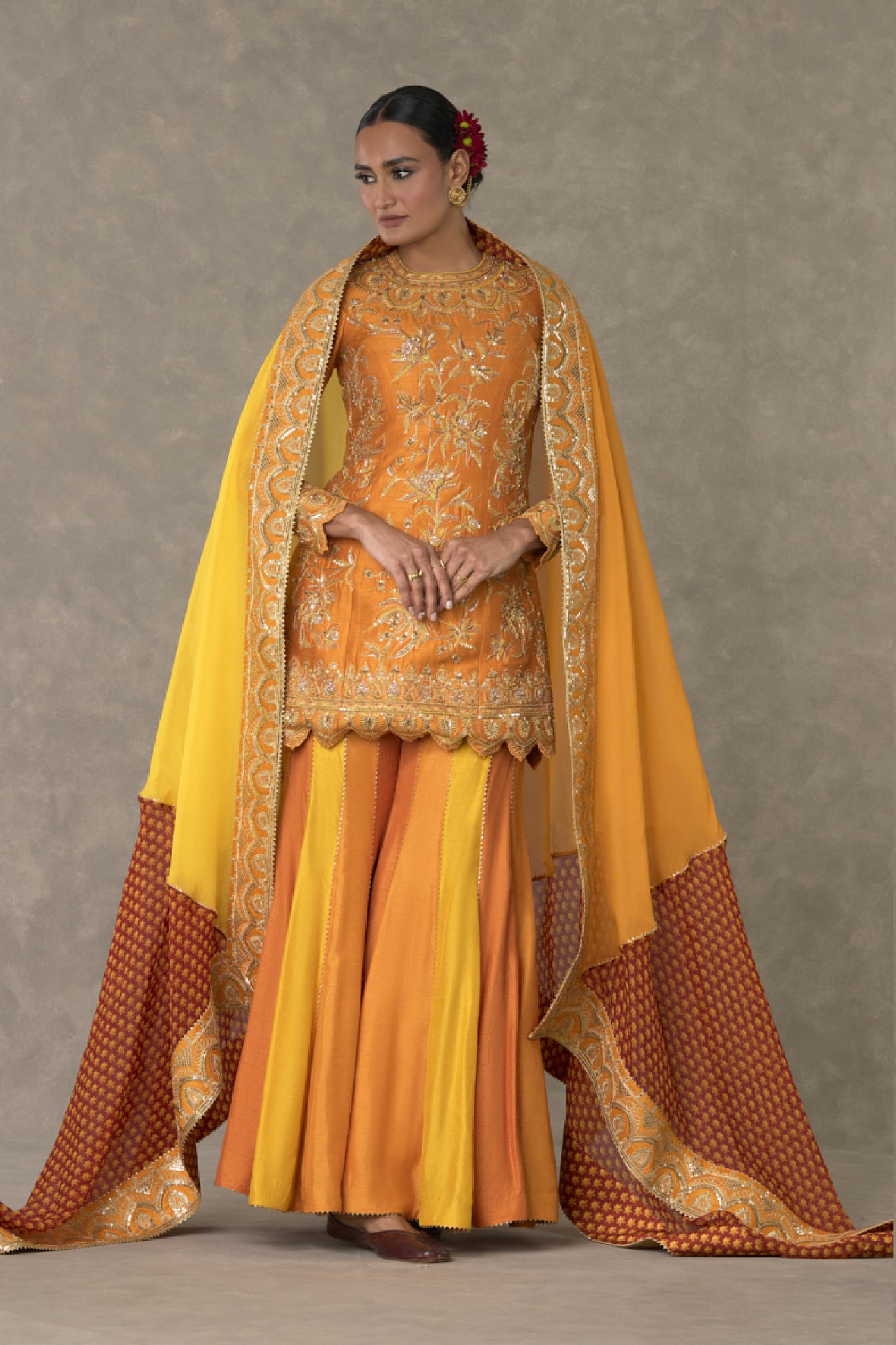 Masaba Rust Narangi Bagh Sharara Set indian designer wear online shopping melange singapore