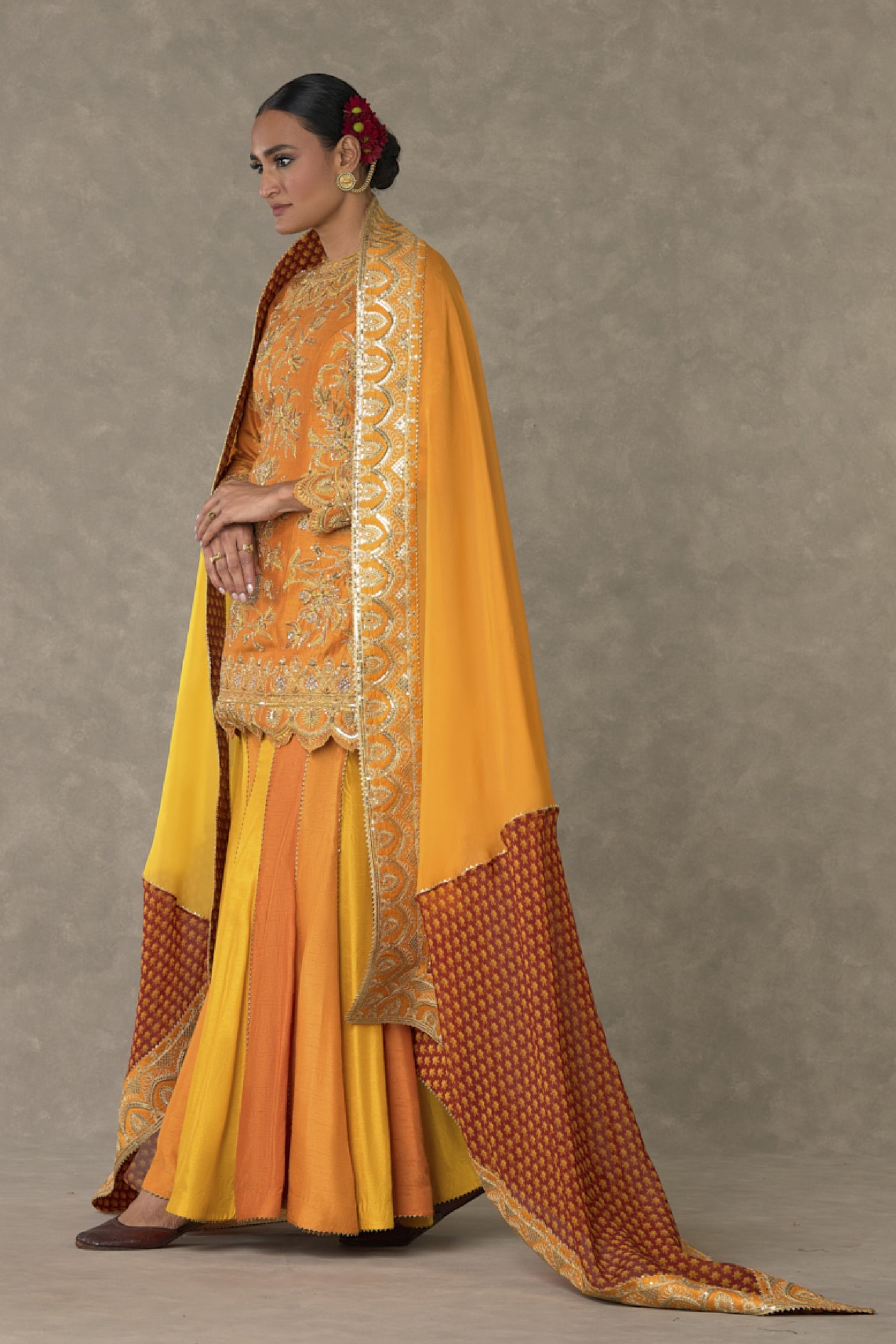 Masaba Rust Narangi Bagh Sharara Set indian designer wear online shopping melange singapore