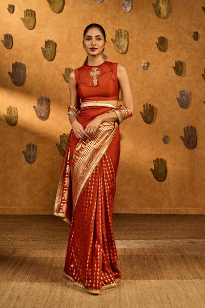 Masaba Rust Snow Light Saree indian designer wear online shopping melange singapore 