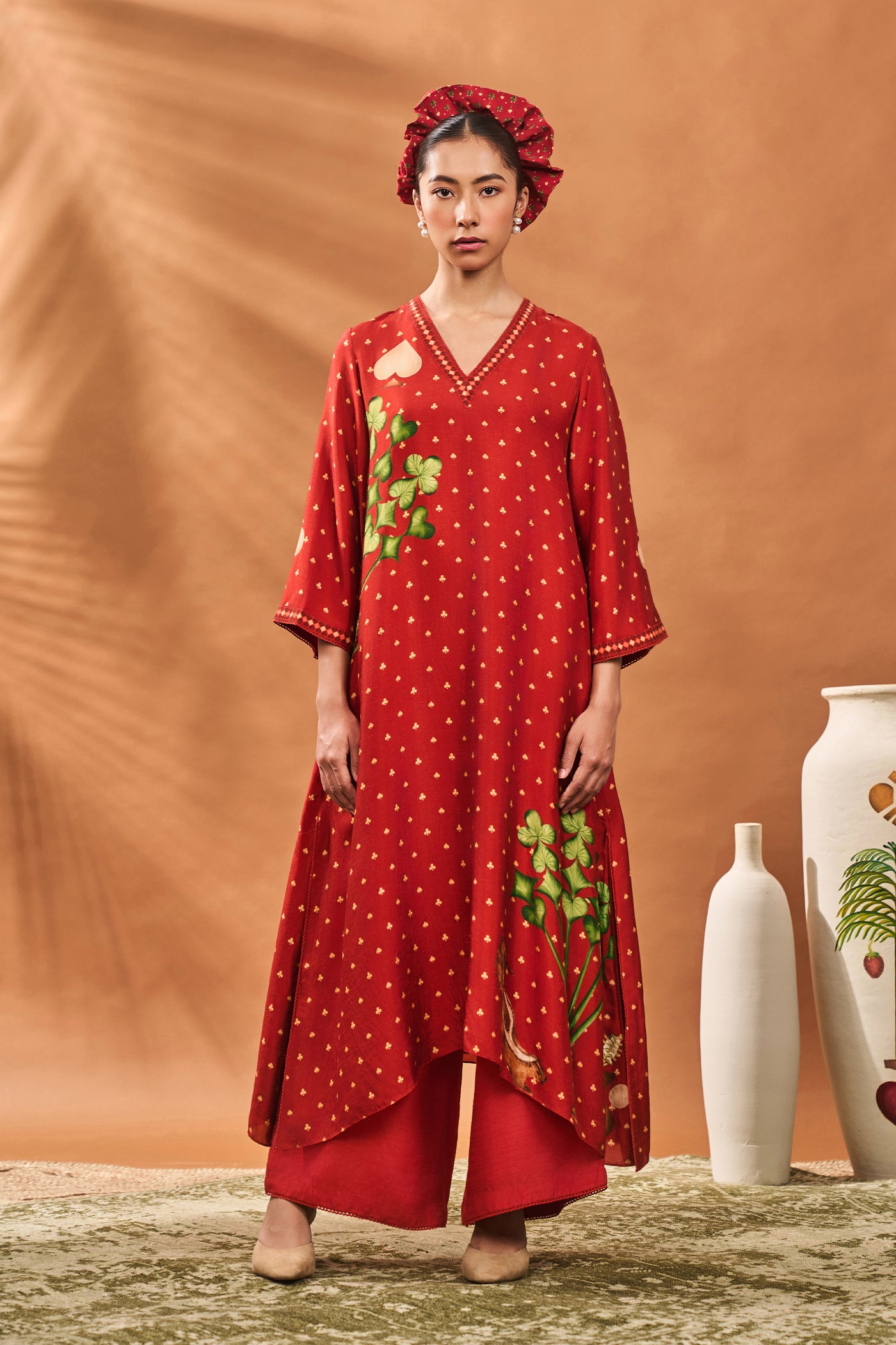 Masaba Rust Spade Blossom Kaftan indian designer wear online shopping melange singapore
