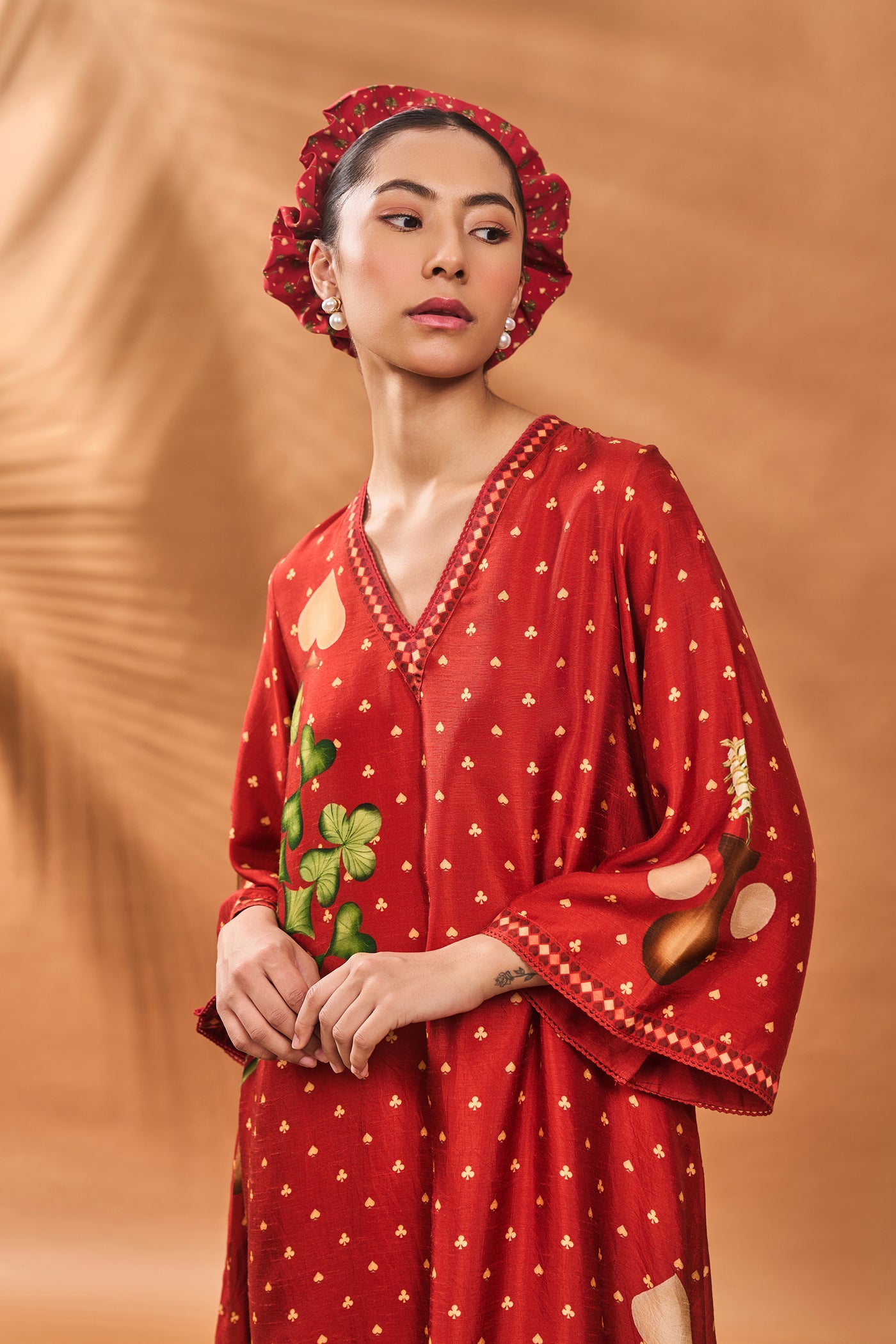 Masaba Rust Spade Blossom Kaftan Set indian designer wear online shopping melange singapore
