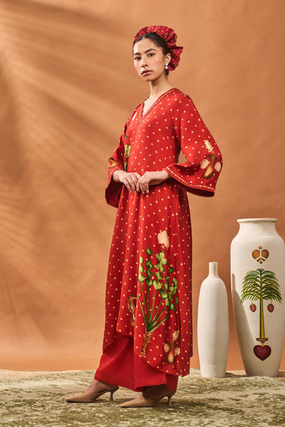 Masaba Rust Spade Blossom Kaftan Set indian designer wear online shopping melange singapore