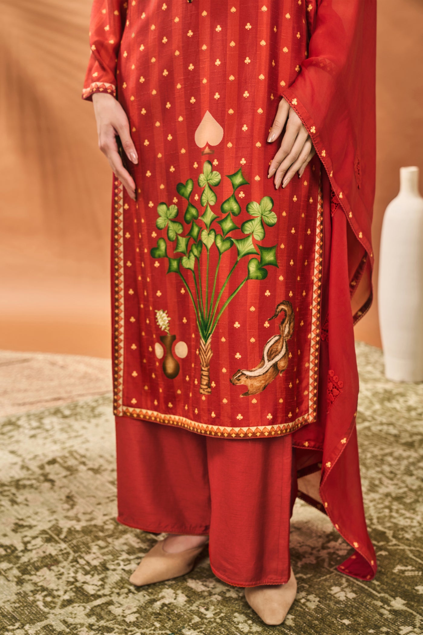Masaba Rust Striped All Fours Kurta Set indian designer wear online shopping melange singapore
