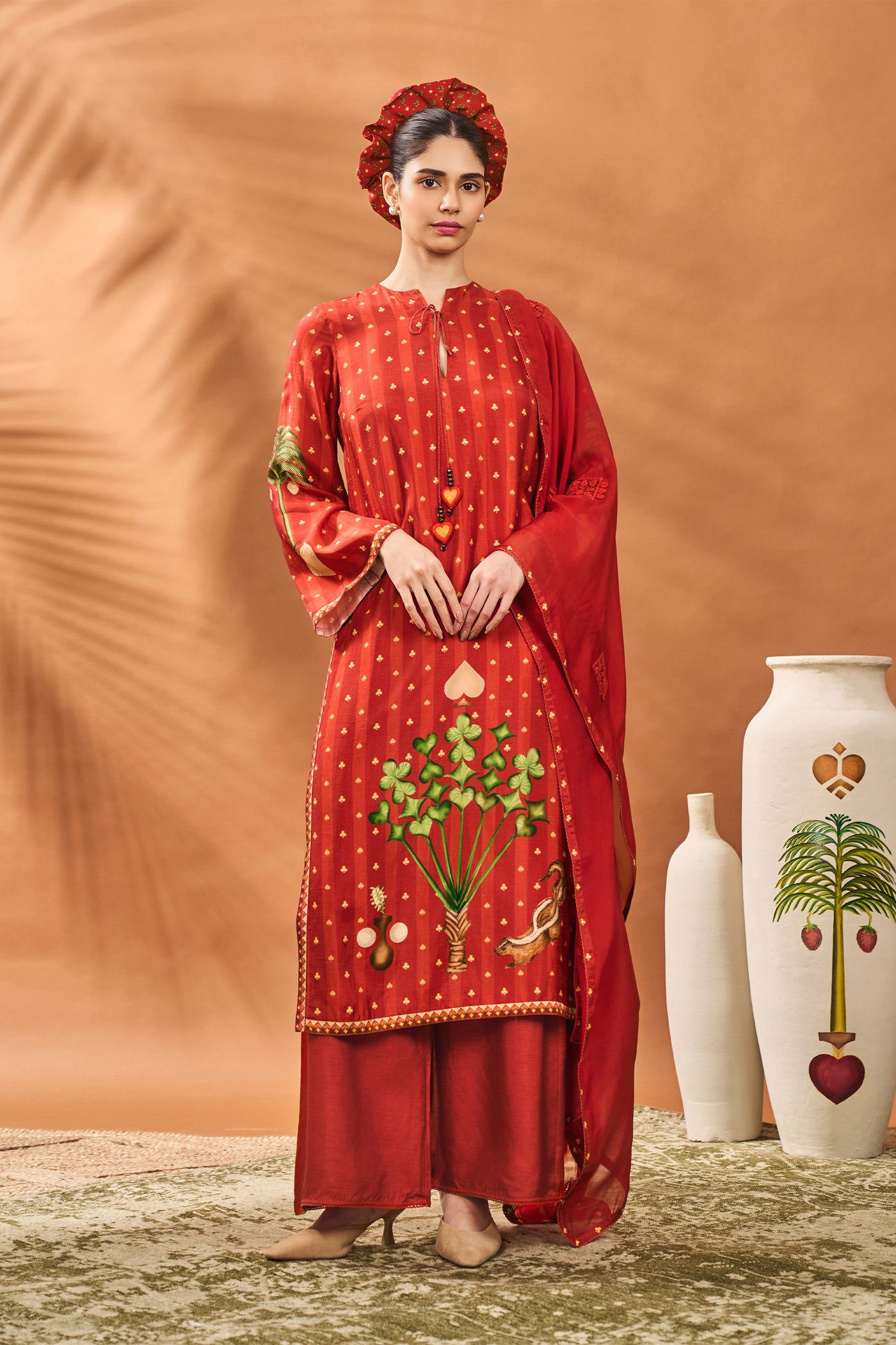 Masaba Rust Striped All Fours Kurta Set indian designer wear online shopping melange singapore