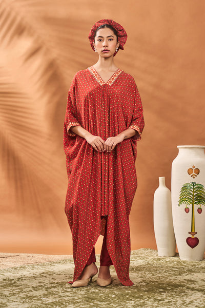 Masaba Rust Tree Of Hearts Tunic Set indian designer wear online shopping melange singapore