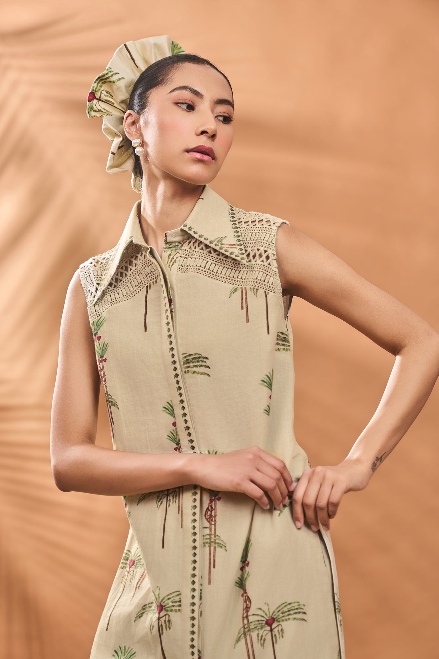 Masaba Sage Green Blooming Board Tunic Set indian designer wear online shopping melange singapore
