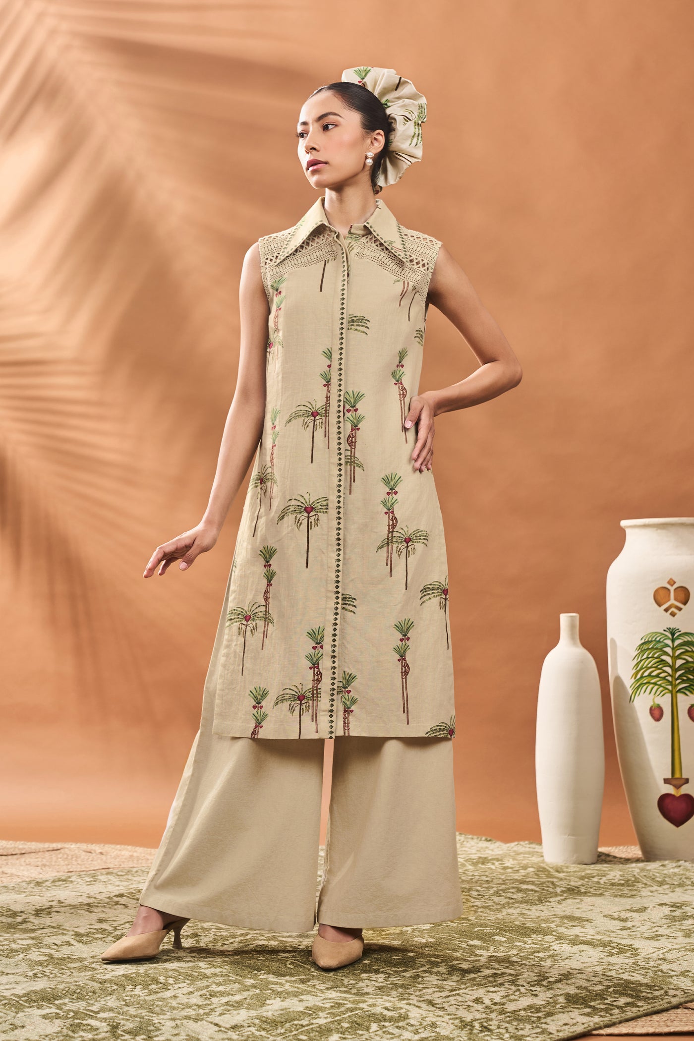 Masaba Sage Green Blooming Board Tunic Set indian designer wear online shopping melange singapore
