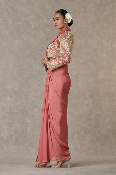Masaba Salmon Son Chidiya Cropped Blazer Set indian designer wear online shopping melange singapore