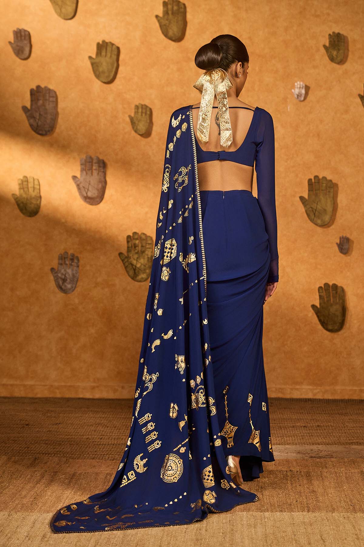 Masaba Saphire Folkstone Draped Saree indian designer wear online shopping melange singapore 