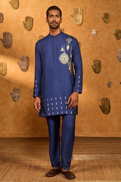 Masaba Menswear Sapphire Trinklet And Pots Kurta Set indian designer wear online shopping melange singapore 