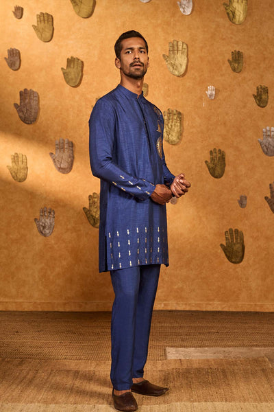 Masaba Menswear Sapphire Trinklet And Pots Kurta Set indian designer wear online shopping melange singapore 