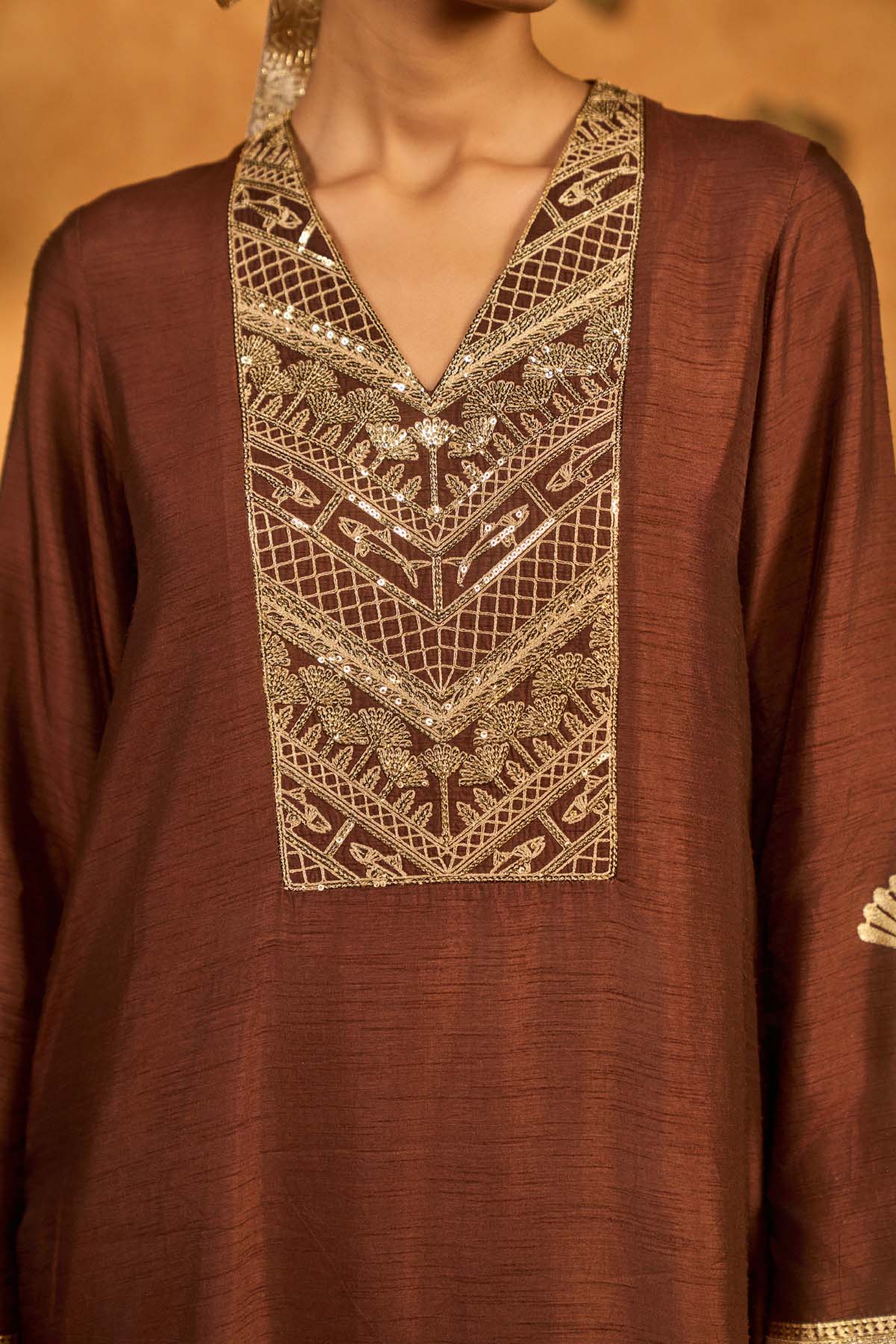 Masaba Sepia Cherry Vine Kurta Set indian designer wear online shopping melange singapore 
