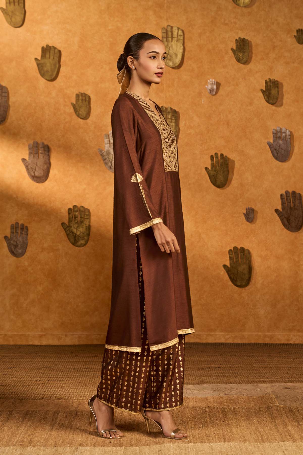 Masaba Sepia Cherry Vine Kurta Set indian designer wear online shopping melange singapore 
