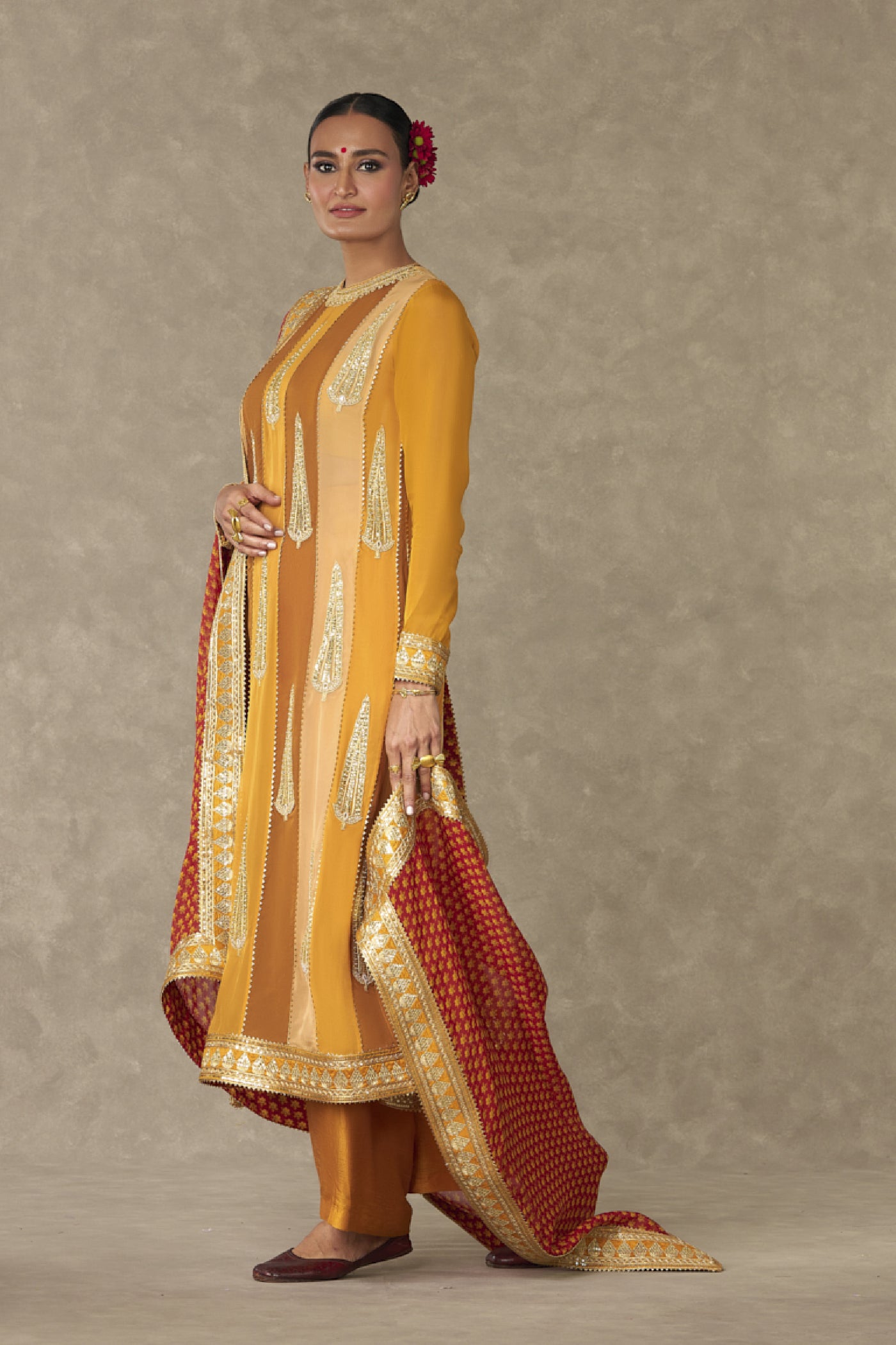 Masaba Yellow Sorbet Son Patti Kurta Set indian designer wear online shopping melange singapore