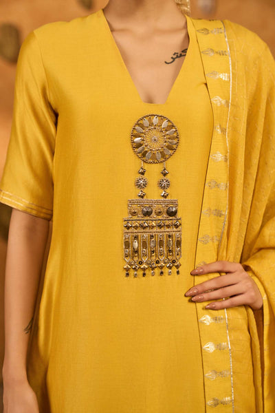 Masaba Spiced Ochre Gilded Kettle Kurta Set indian designer wear online shopping melange singapore