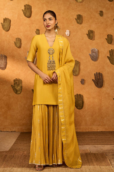 Masaba Spiced Ochre Gilded Kettle Kurta Set indian designer wear online shopping melange singapore