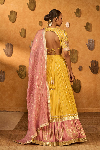 Masaba Spiced Ochre Lunar Lehenga Set indian designer wear online shopping melange singapore 
