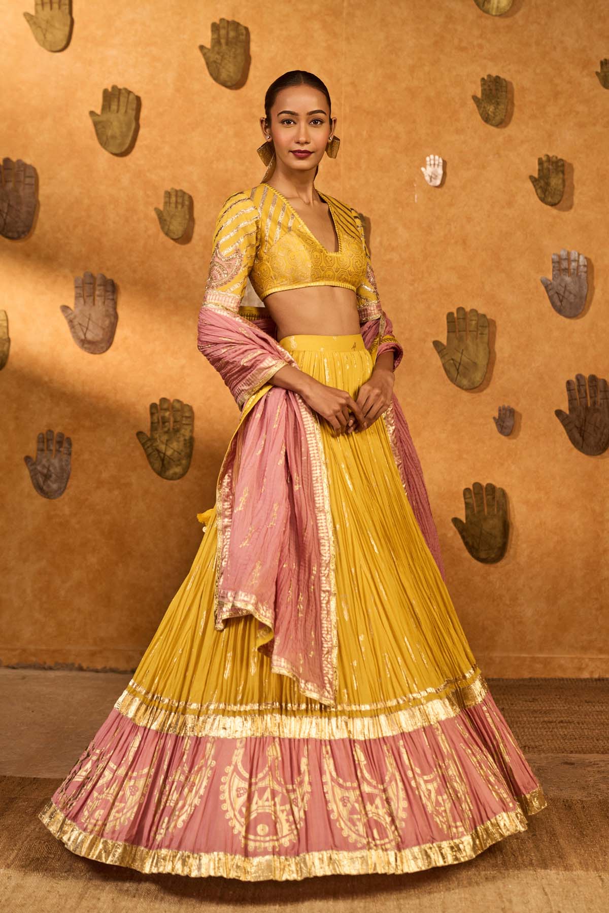 Masaba Spiced Ochre Lunar Lehenga Set indian designer wear online shopping melange singapore 

