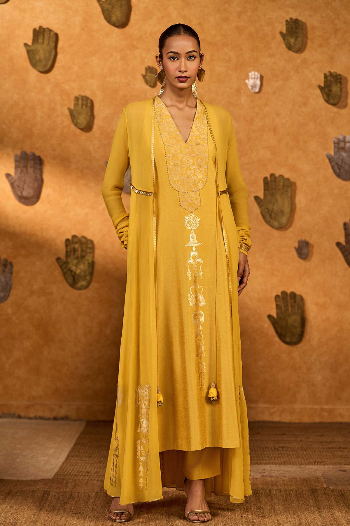 Masaba Spiced Ochre Pop Pendant Anarkali Set indian designer wear online shopping melange singapore 