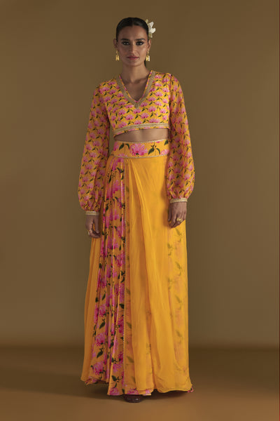 Masaba Sunshine Mist Layered Skirt Set Indian designer wear online shopping melange singapore