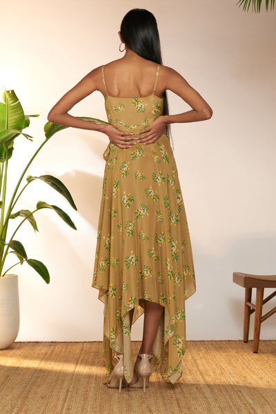 Masaba Tan Lemon Frenzy Handkerchief Dress indian designer wear online shopping melange singapore