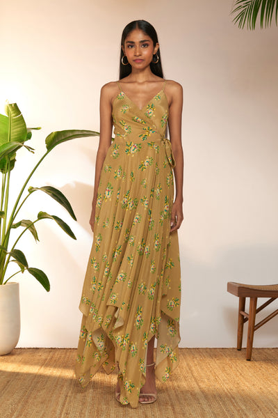 Masaba Tan Lemon Frenzy Handkerchief Dress indian designer wear online shopping melange singapore