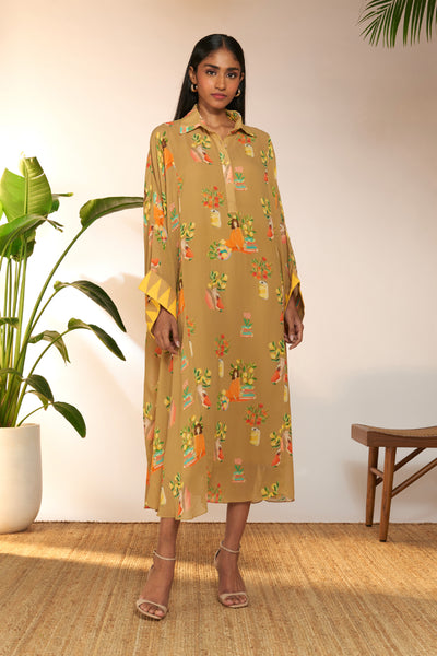 Masaba Tan Tangy Tango Collar Kaftan indian designer wear online shopping melange singapore