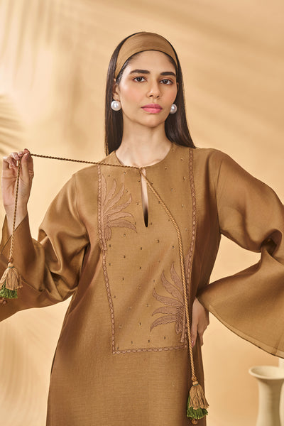 Masaba Tan Trellis Palm Kaftan indian designer wear online shopping melange singapore