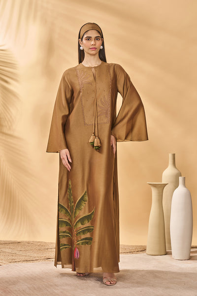 Masaba Tan Trellis Palm Kaftan indian designer wear online shopping melange singapore