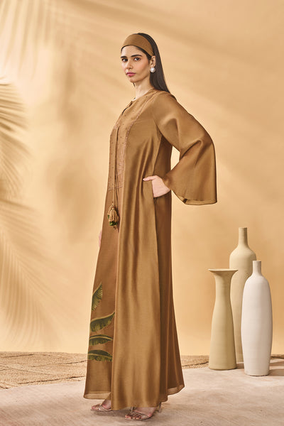 Masaba Tan Trellis Palm Kaftan indian designer wear online shopping melange singapore