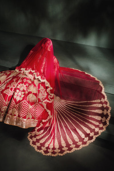 Masaba The Aalu Bukhara Lehenga With Veil indian designer wear online shopping melange singapore