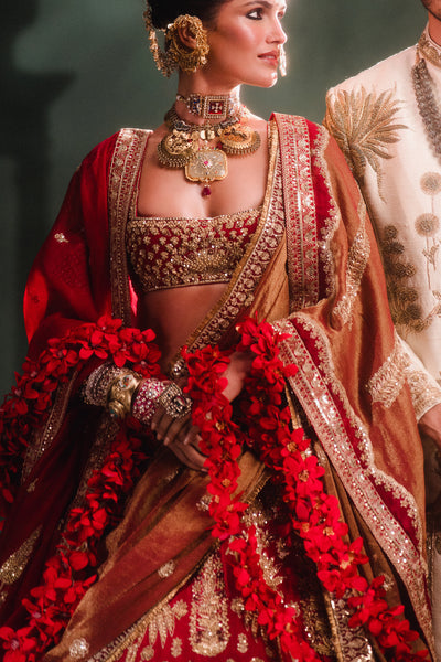 Masaba The Anar Bagh Lehenga With Dupatta And Veil Set indian designer wear online shopping melange singapore