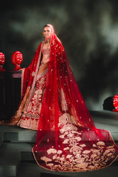 Masaba The Anar Bagh Lehenga With Dupatta And Veil Set indian designer wear online shopping melange singapore