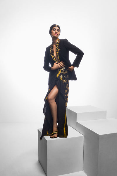 Masaba The Black Trophy Jacket Set indian designer wear online shopping melange singapore