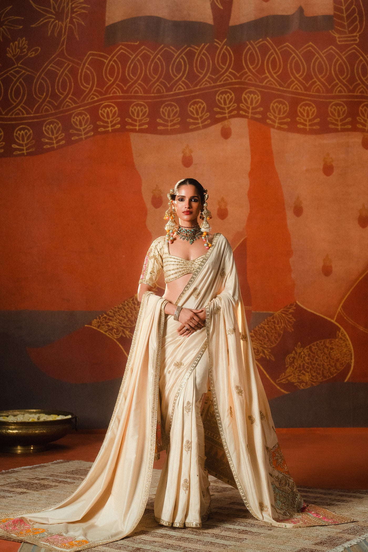 Masaba The Bombat Barfi Saree With Stole And Veil Set indian designer wear online shopping melange singapore
