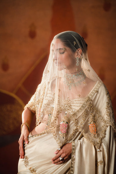 Masaba The Bombat Barfi Saree With Veil Set indian designer wear online shopping melange singapore