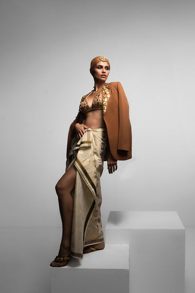 Masaba The Tan Trophy Jacket Set indian designer wear online shopping melange singapore