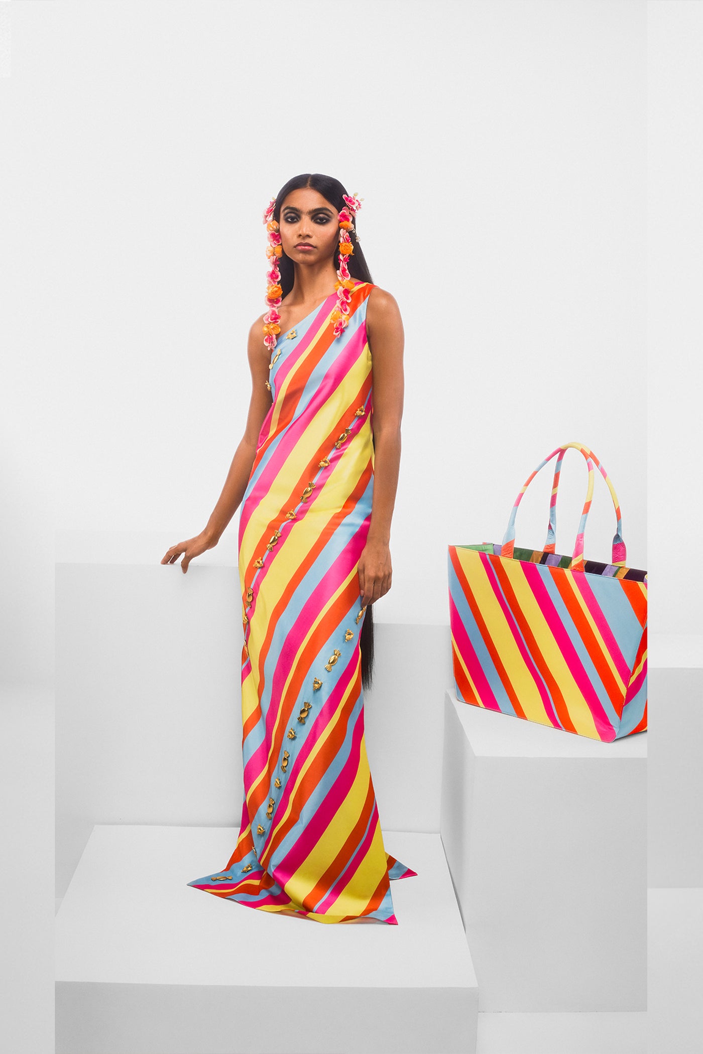 Masaba The Tutti Fruity Candy Stripe Dress indian designer wear online shopping melange singapore