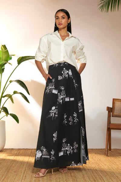 Masaba Tropical Greyscale Maxi Skirt indian designer wear online shopping melange singapore