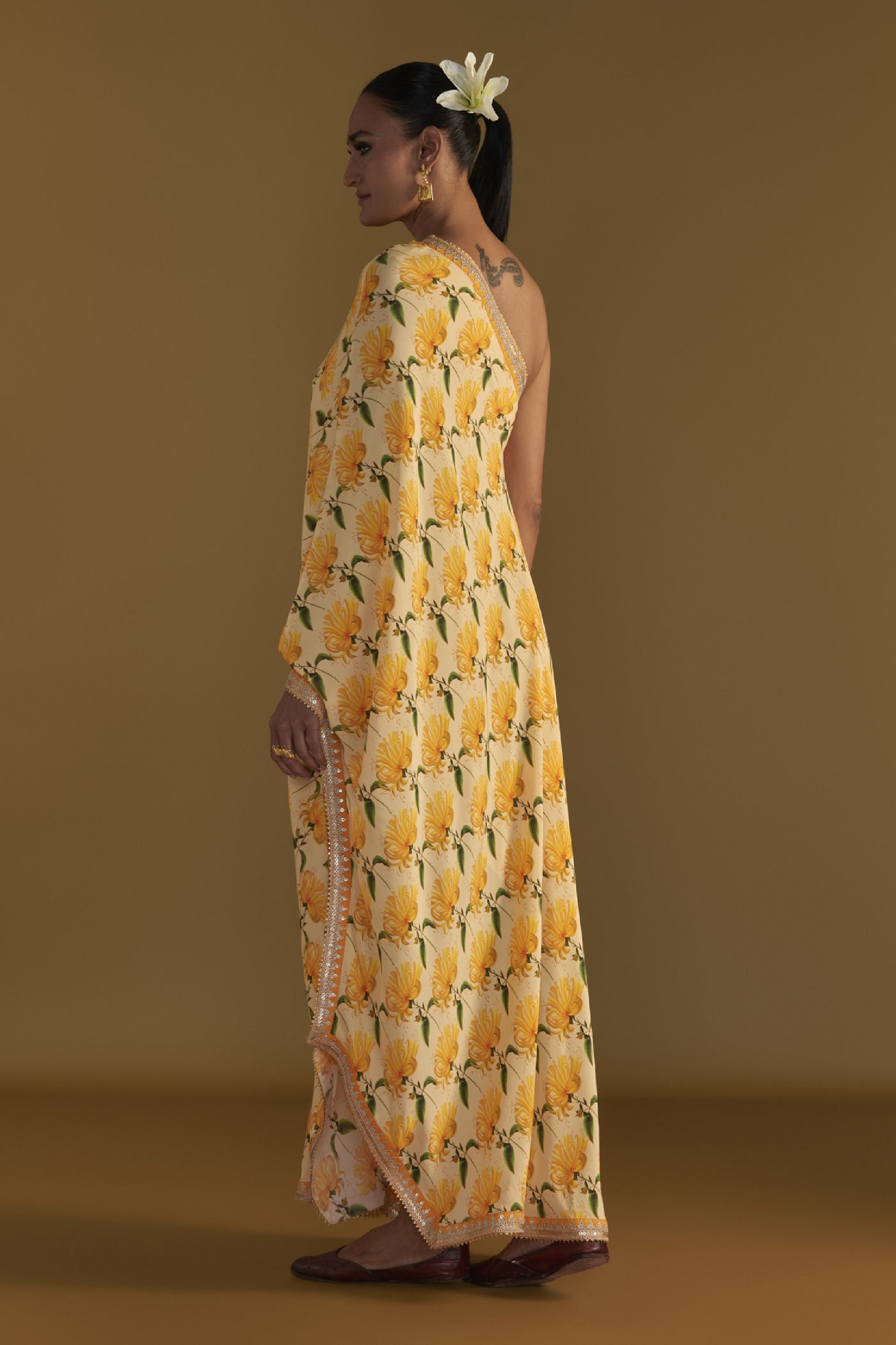 Masaba Vanilla Mist One Shoulder Kaftan Indian designer wear online shopping melange singapore