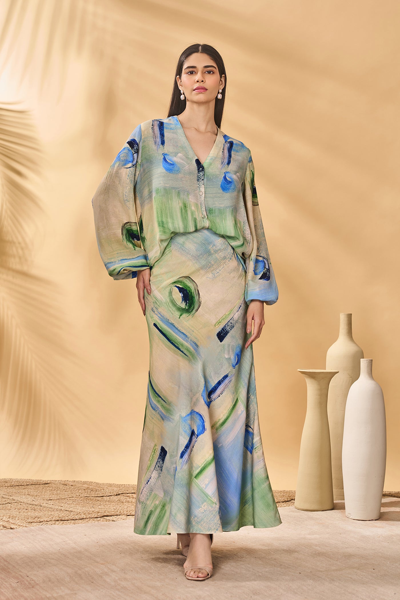 Masaba Whirl Wind Trumpet Skirt Set indian designer wear online shopping melange singapore