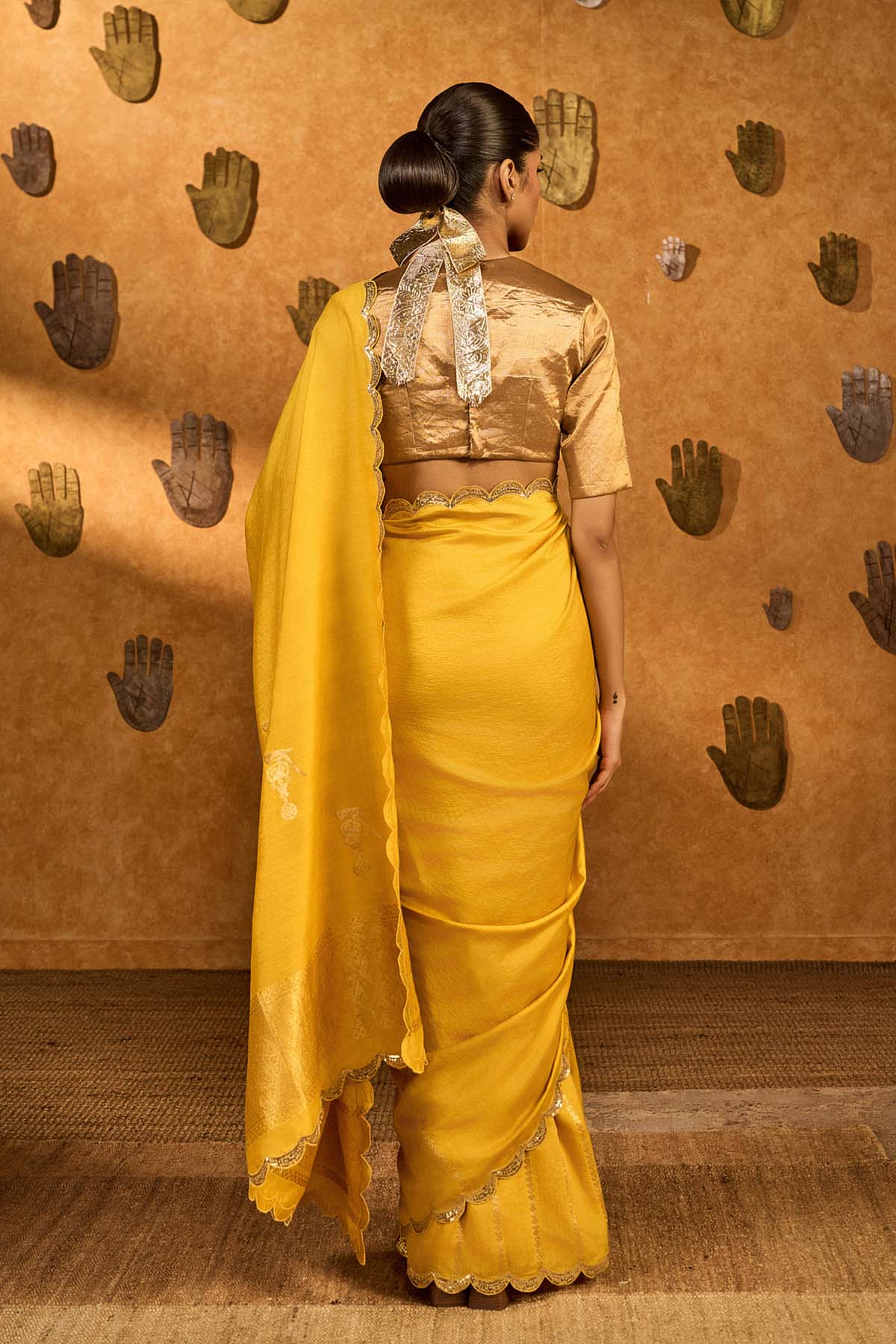 Masaba Yellow Bird Tales Saree indian designer wear online shopping melange singapore 