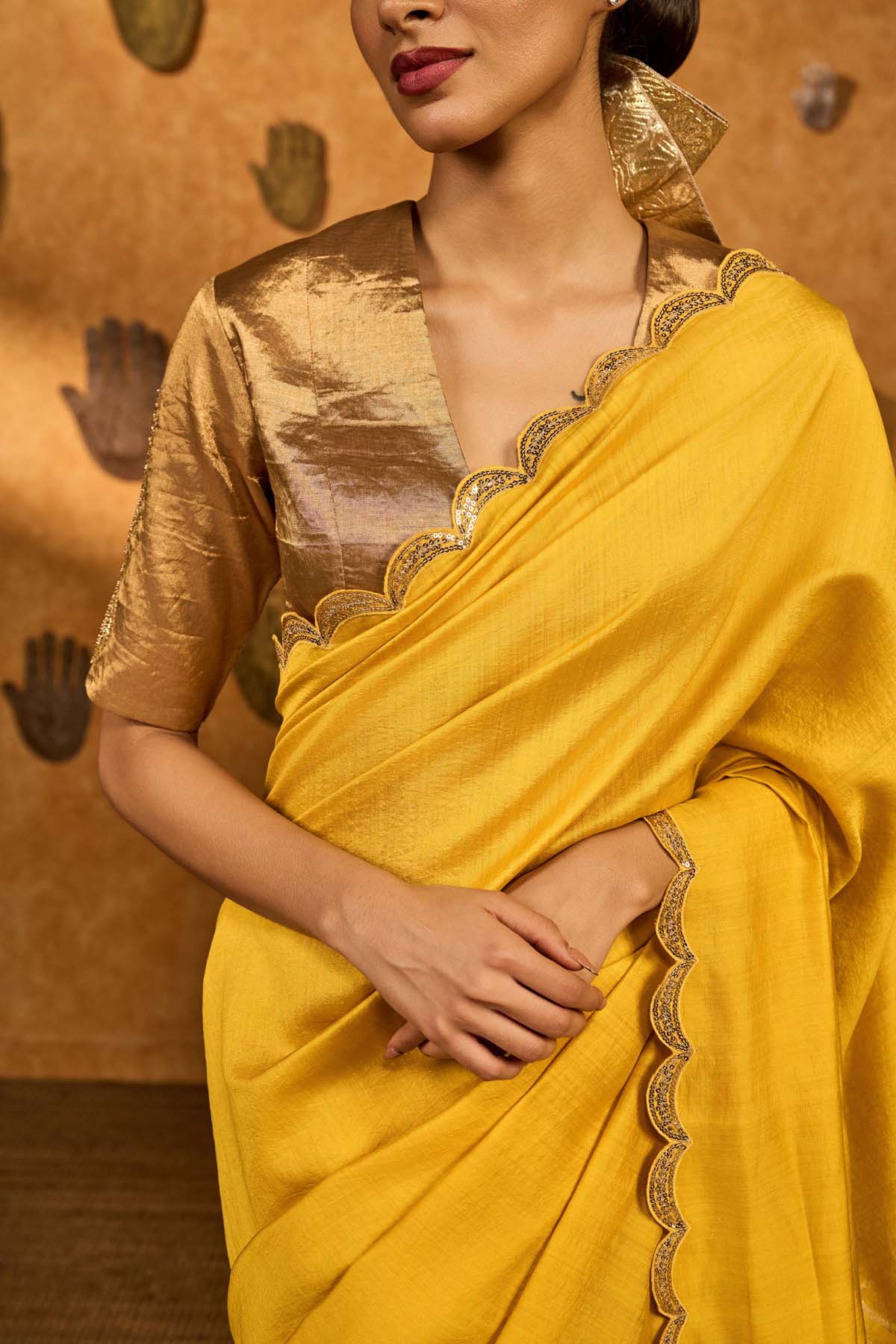 Masaba Yellow Bird Tales Saree indian designer wear online shopping melange singapore 