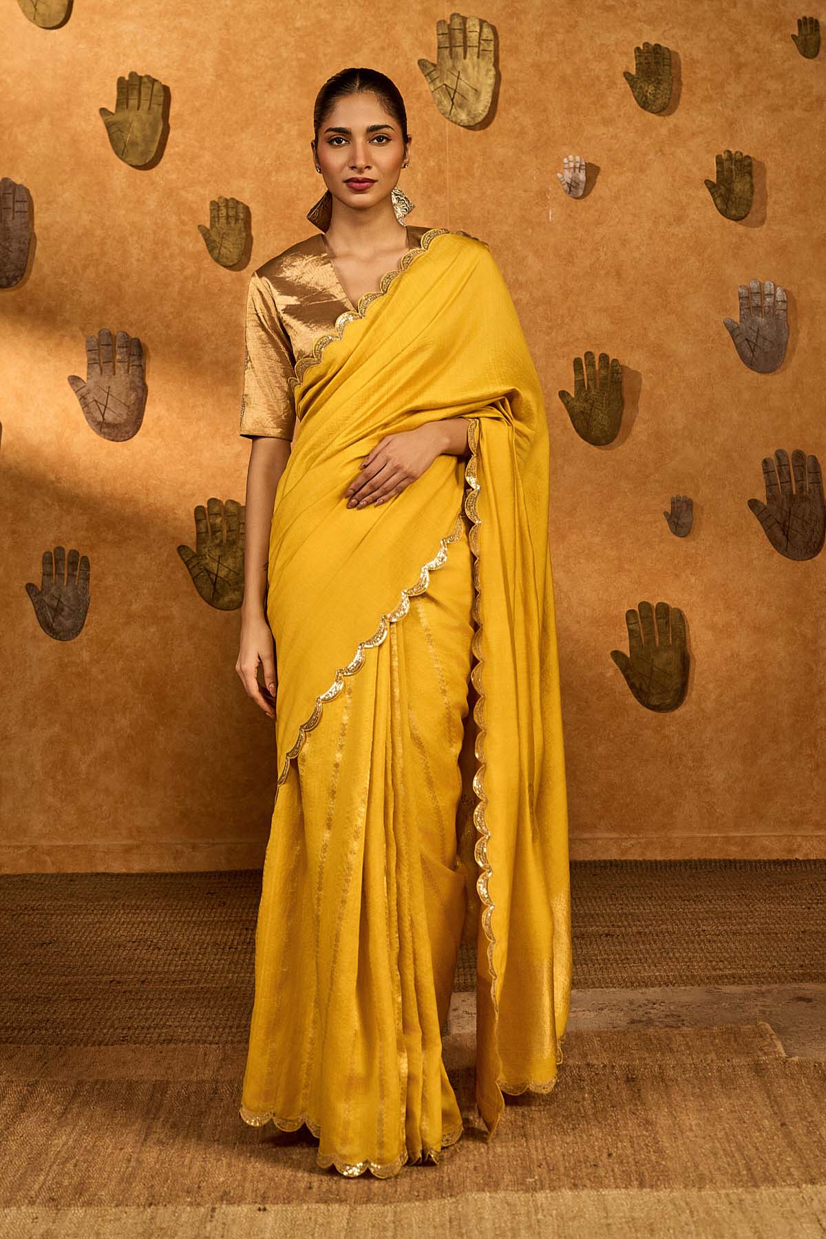 Masaba Yellow Bird Tales Saree indian designer wear online shopping melange singapore 