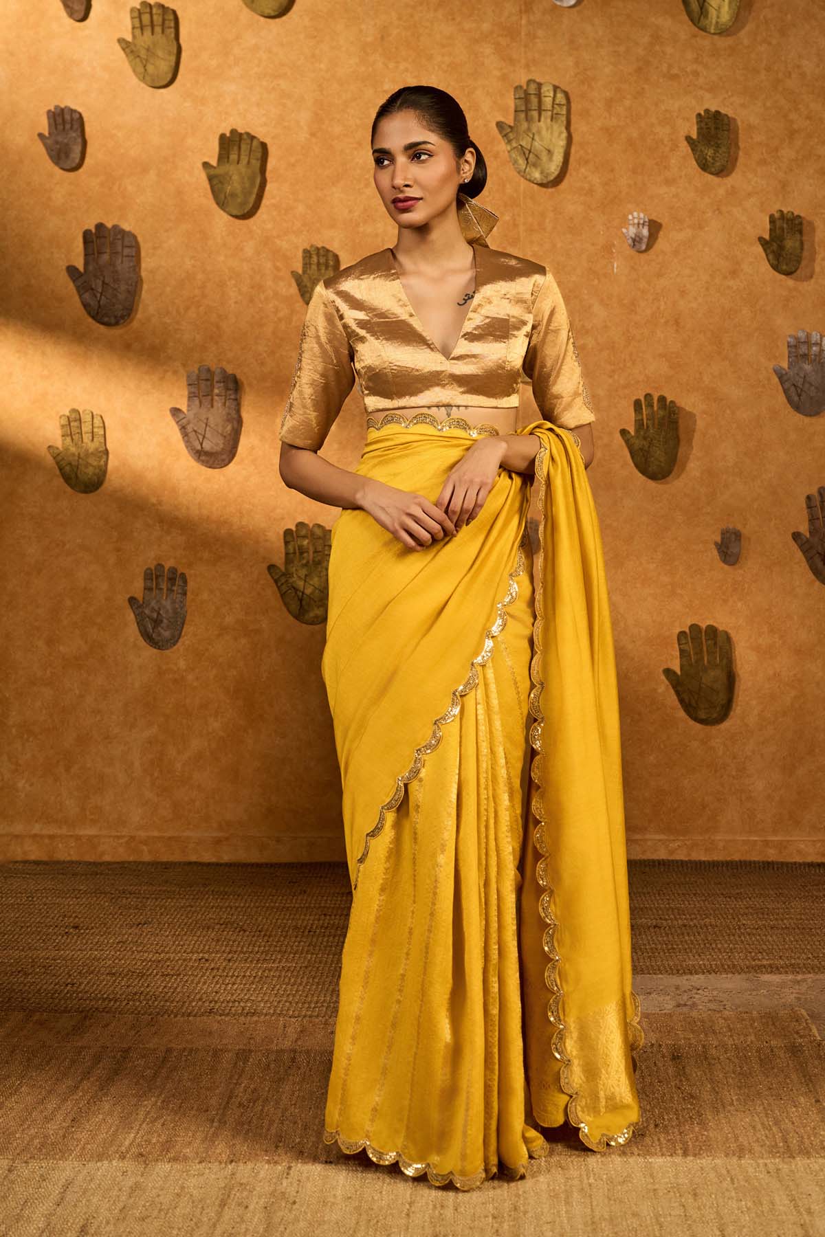 Masaba Yellow Bird Tales Saree indian designer wear online shopping melange singapore 