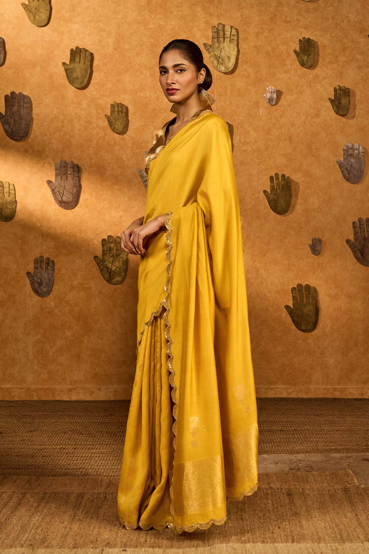 Masaba Yellow Bird Tales Saree indian designer wear online shopping melange singapore 
